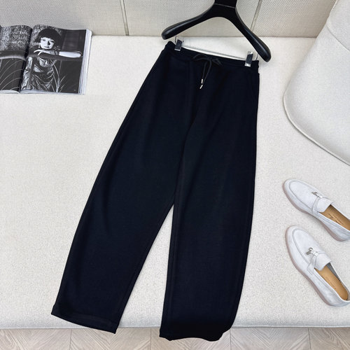 Loro Piana High-Luxury Minimalist Elastic Waist Warm Pants