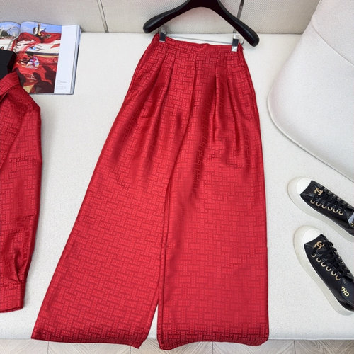 Hermes Exclusive Elastic High-Waist Pleated Cotton Trousers