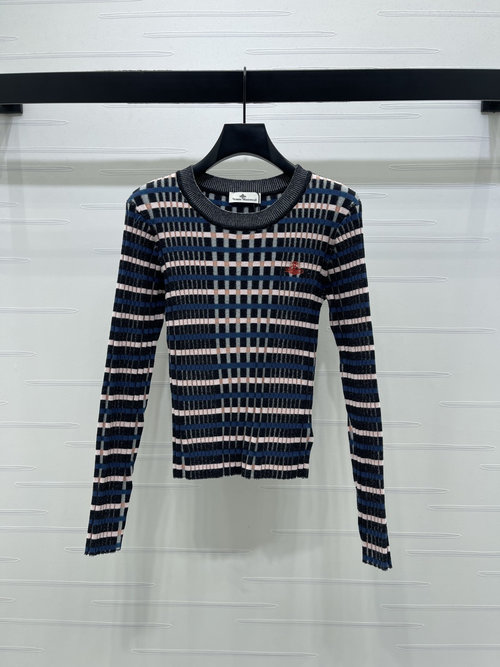 Vivienne Westhood Color-Block Striped Long-Sleeve Knitted Pullover with Saturn Logo