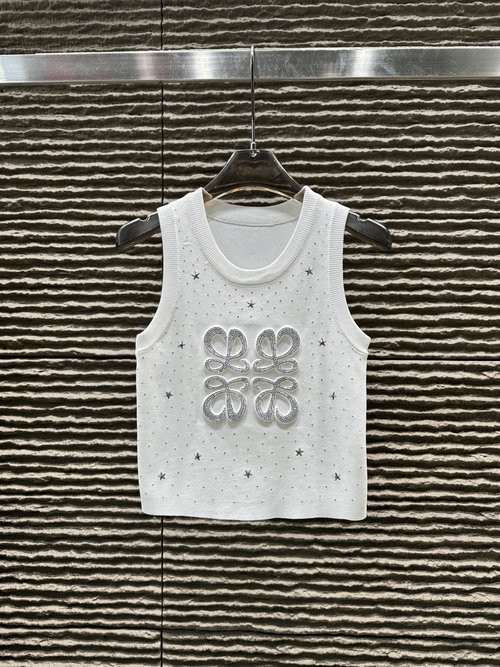 Loewe Loew Heavy-Duty Rhinestone 3D Steel-Printed Knitted Vest