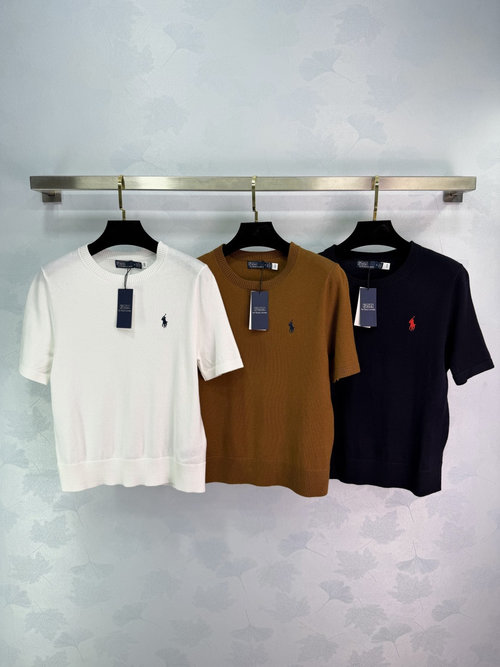 Polo Ralph Lauren Embroidered Logo Knit Short Sleeve Shirts with Details