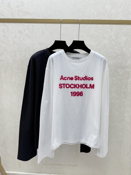 Acne Studios Timeless Knitted Long Sleeve Top Featuring Contrast Letter Jacquard