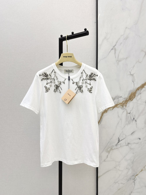 Versace Exquisite Iris Beaded Soft Cotton Relaxed T-shirt