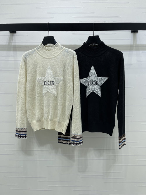 Dior Color-Blocked Turtleneck Long-Sleeve Top, Latest Design