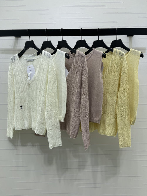 Dior Luxury Diamond-Embellished V-Neck Knit Two-Piece Set