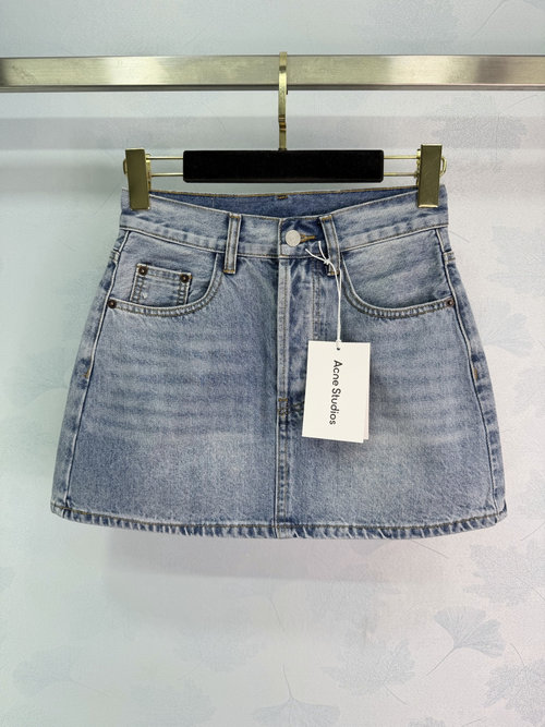 Acne Studios Light Blue Washed High Waist A-Line Denim Skirt