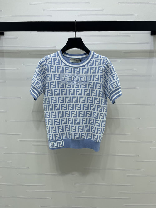 Fendi New Stylish Knit Short-Sleeve with Letter Jacquard