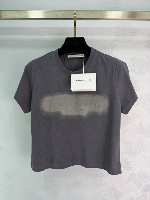 Alexander Wang Soft Cotton Short Sleeve T-shirt with Logo Print