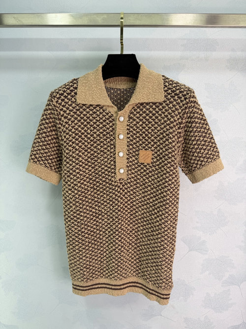 Louis Vuitton Houndstooth Knit Polo Shirt in Vintage Style