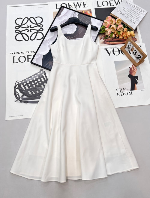 Dior U-Neck Slim Waistbelt Tank Dress, High-End for Events