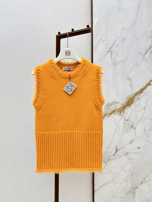 Loewe Orange Sleeveless Wool Sweater with Whimsical Style