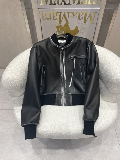 Acne Studios Exclusive Custom Hand-rubbed Real Leather Baseball-style Small Jacket
