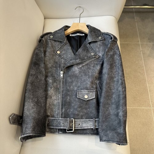 Alexander Wang Distressed Style Classic Motorcycle Jacket Crafted from Imported Lambskin