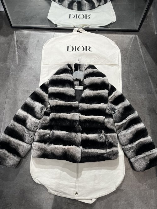 Dior French Imported Rex Rabbit Fur Dyed to Resemble Chinchilla