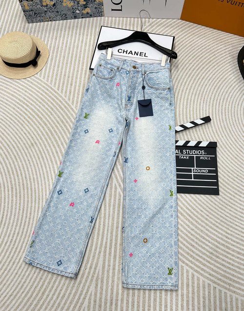 Louis Vuitton Monogram Jacquard Denim Set with Color Embroidery