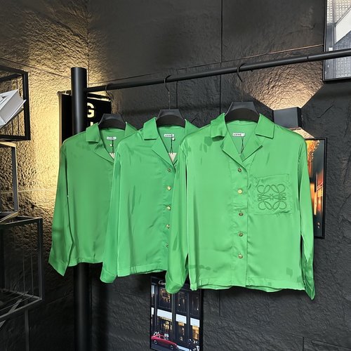 Loewe V-Neck Ruffled Embroidered Logo Shirt