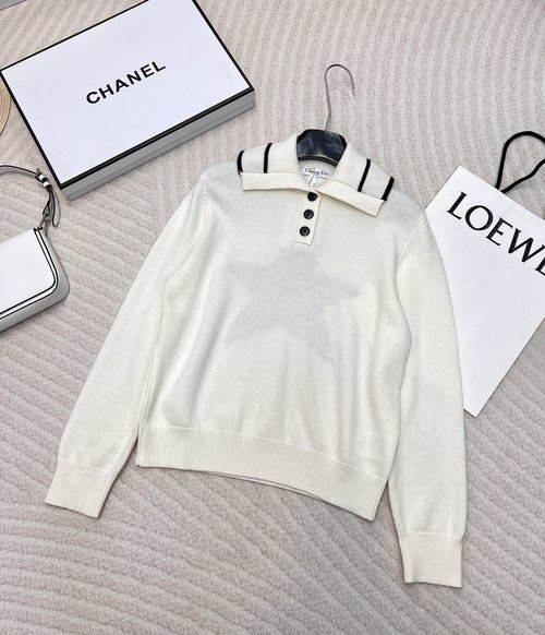 Dior Alpine Ski Series Knit Sweater with Stars, High-end