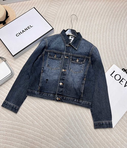 Chanel Denim Jacket with CD Logo Bee Embroidery, Signature Back Design