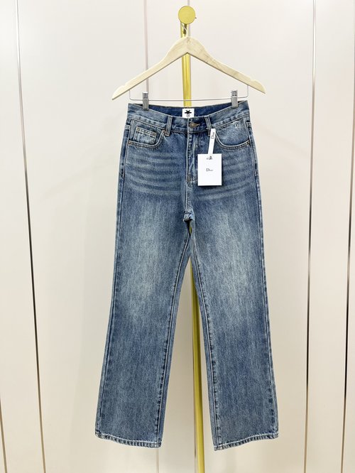 Dior Gradually Printed Logo and Embroidered Pocket Cotton Jeans