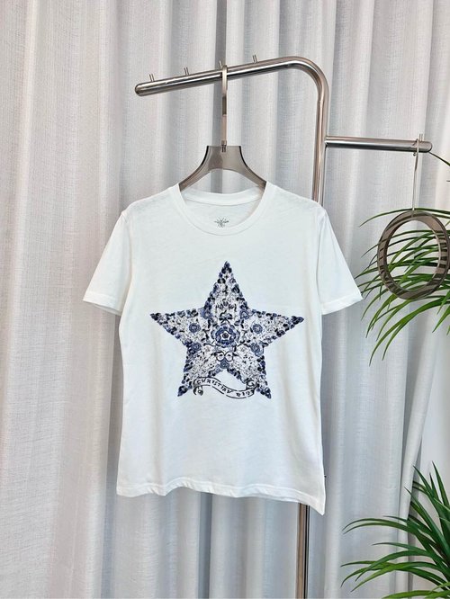 Dior Embroidered and Printed Logo Cotton-Linen T-shirt