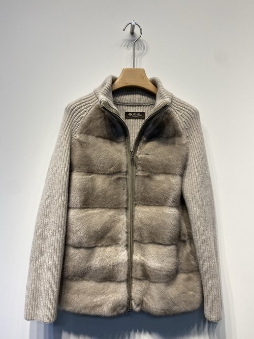 Loro Piana Copenhagen Mink and Cashmere Knit Stand-up Collar Coat