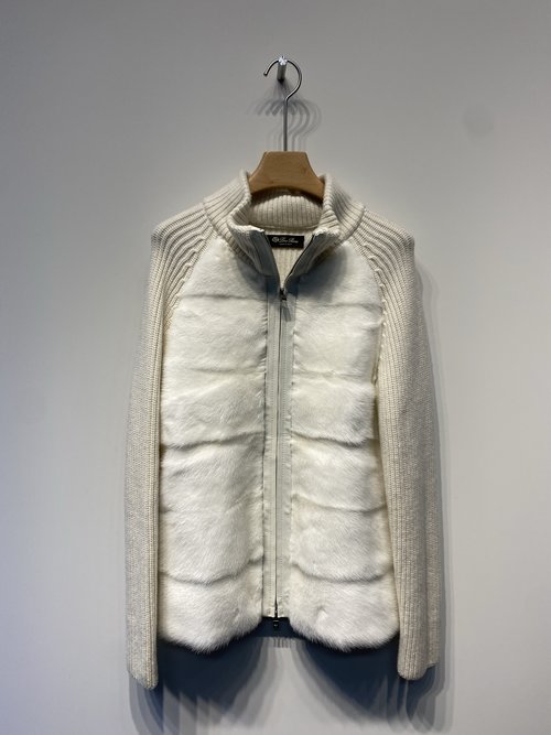 Loro Piana Copenhagen Mink and Cashmere Knit Stand-up Collar Coat