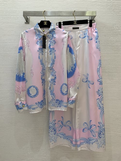 Versace Palace Style Baroque Printed Two-Piece with Decorated Shirt