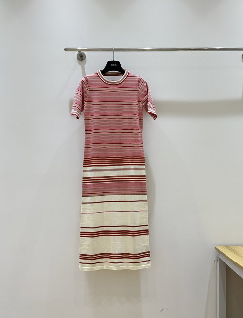 Fendi Colorful Striped Short Sleeve Maxi Dress, Elegant Style