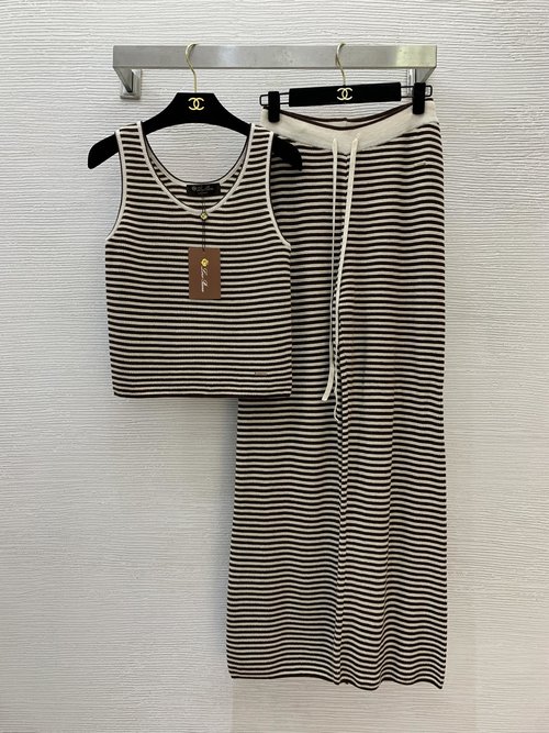 Loro Piana Elastic Knit Two-piece Set with Custom Metal Logo