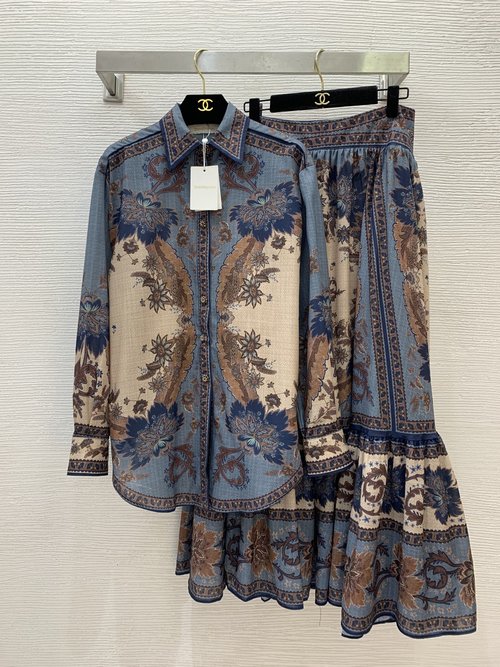 Zimmermann Vintage-Inspired Print Two-Piece Set with Pockets
