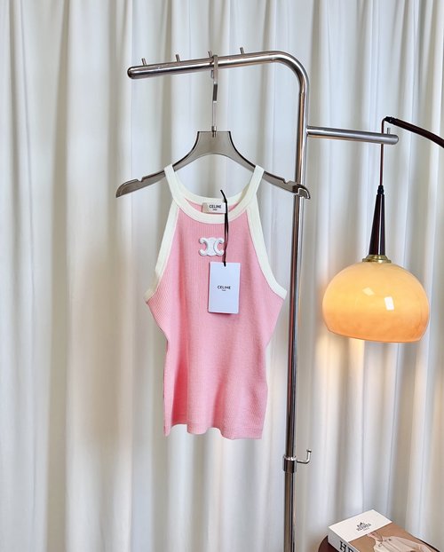 Celine Customized Wool Halter Vest with Embroidered Arch Logo, Soft and Adaptable