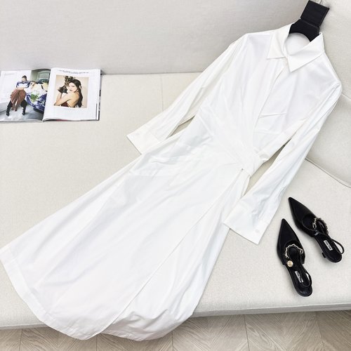 Max Mara High-end Minimalist Pleated Long Dress for Daily Wear