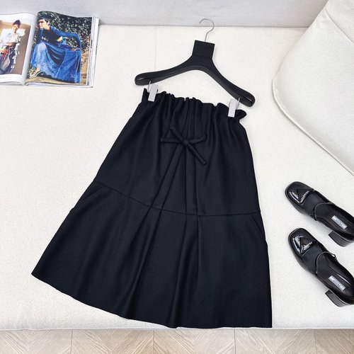 Prada Two - way Bowknot Midi Skirt in Herringbone Fabric