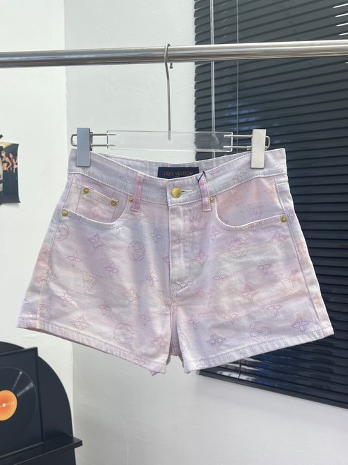 Louis Vuitton Pink-Purple Gradient Logo Shorts, Stylish and Versatile