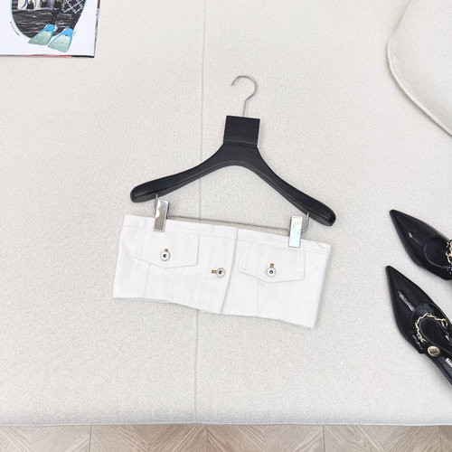 Miu Miu Anti-slip Miu Series Denim Crop Top