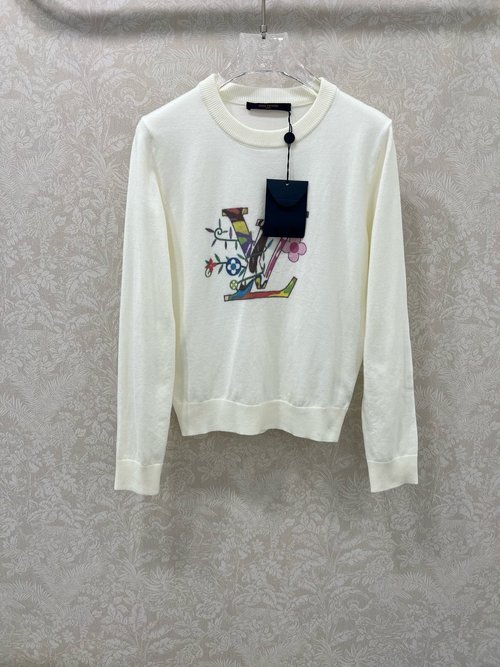 Louis Vuitton Exclusive College - Style Knitted Wool Pullover with Logo