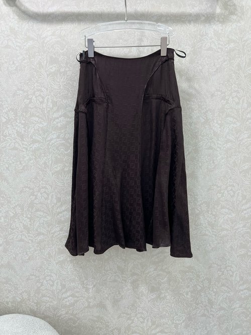 Fendi Custom Imported Jacquard Half - Skirt with Double F Pattern, Elegant Design