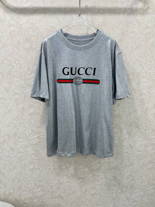 Gucci Shiny Silver Fabric Short Sleeve T - Shirt