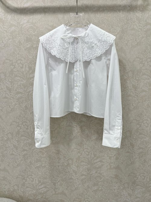 Celine Shawl-Style Shirt with Water-Soluble Floral Collar