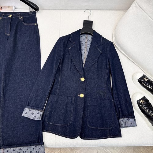 Louis Vuitton Autumn Denim Blazer with Vintage Floral Lining
