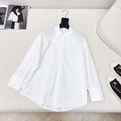 Celine Logo-Embroidered White Shirt, Casual for Daily