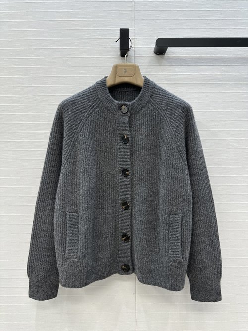 Brunello Cucinelli Exclusive Single-row Buttoned Round Neck Cashmere Knit Cardigan