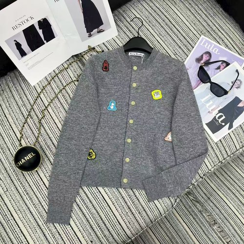 Acne Studios Recommended Early Autumn Cartoon Patchwork Wool Cardigan