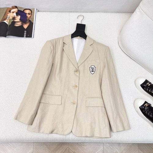 Brunello Cucinelli Minimalist Badge-Decorated H-Shaped Linen Suit Jacket