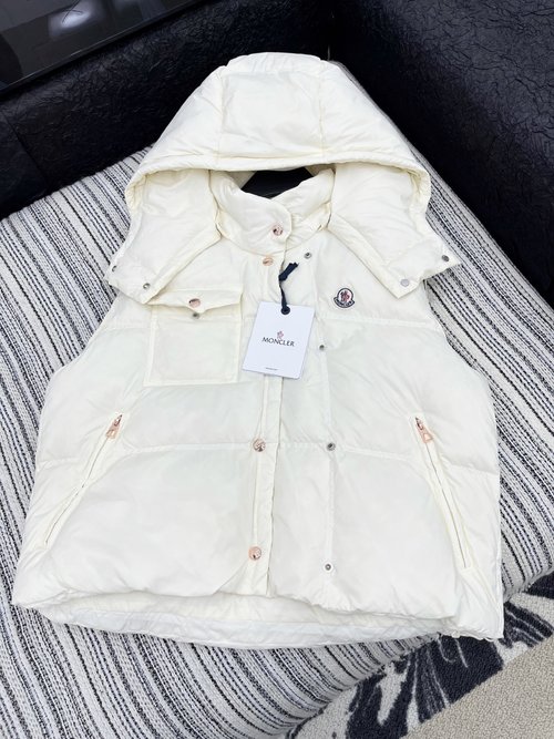 Moncler Goose Down Vest with Custom Matte Fabric and Exclusive Buttons