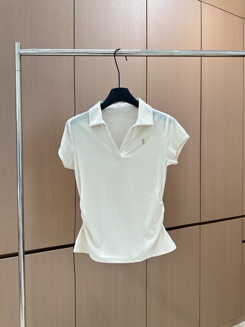 Yves Saint Laurent Designer Original Velvet Collar T - shirt with Soft Touch