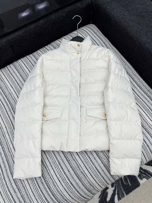 Moncler Goose Down Collared Jacket with Custom Matte Fabric and Badges