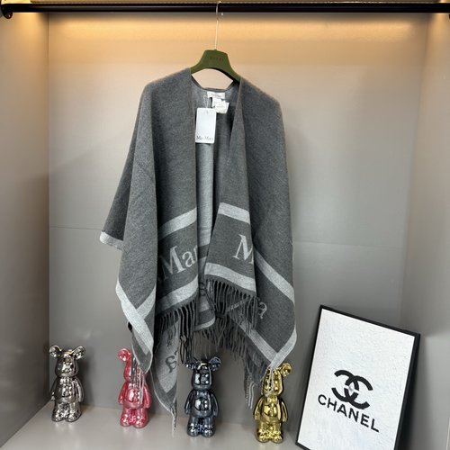 Max Mara Max Letter Sheep-Embellished Wool Cape Scarf, Varied Hues