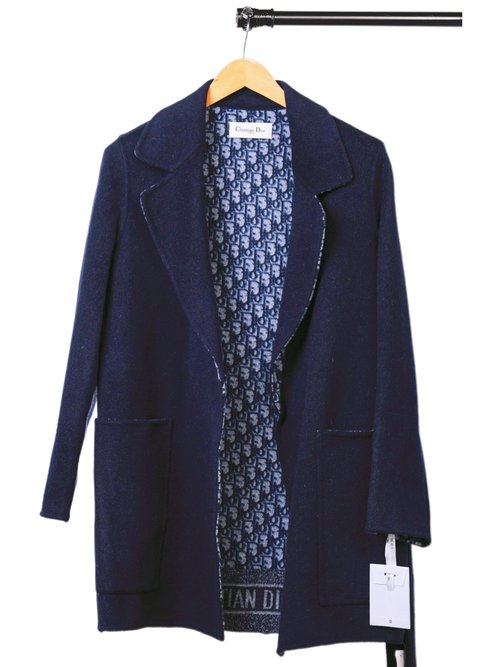 Dior Refined Short Lapel Wool Coat in Pink, Blue, and Beige