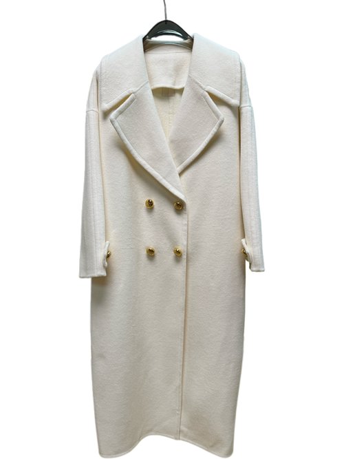 Loewe Casual Woolen Coat in White, Camel and Blue, 90% Wool 10% Cashmere